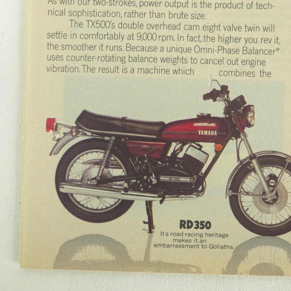 Yamaha RD350 TX500 Print Ad 1974 Twins Motorcycle Racing Vintage Wall Art Decor - Picture 4 of 6